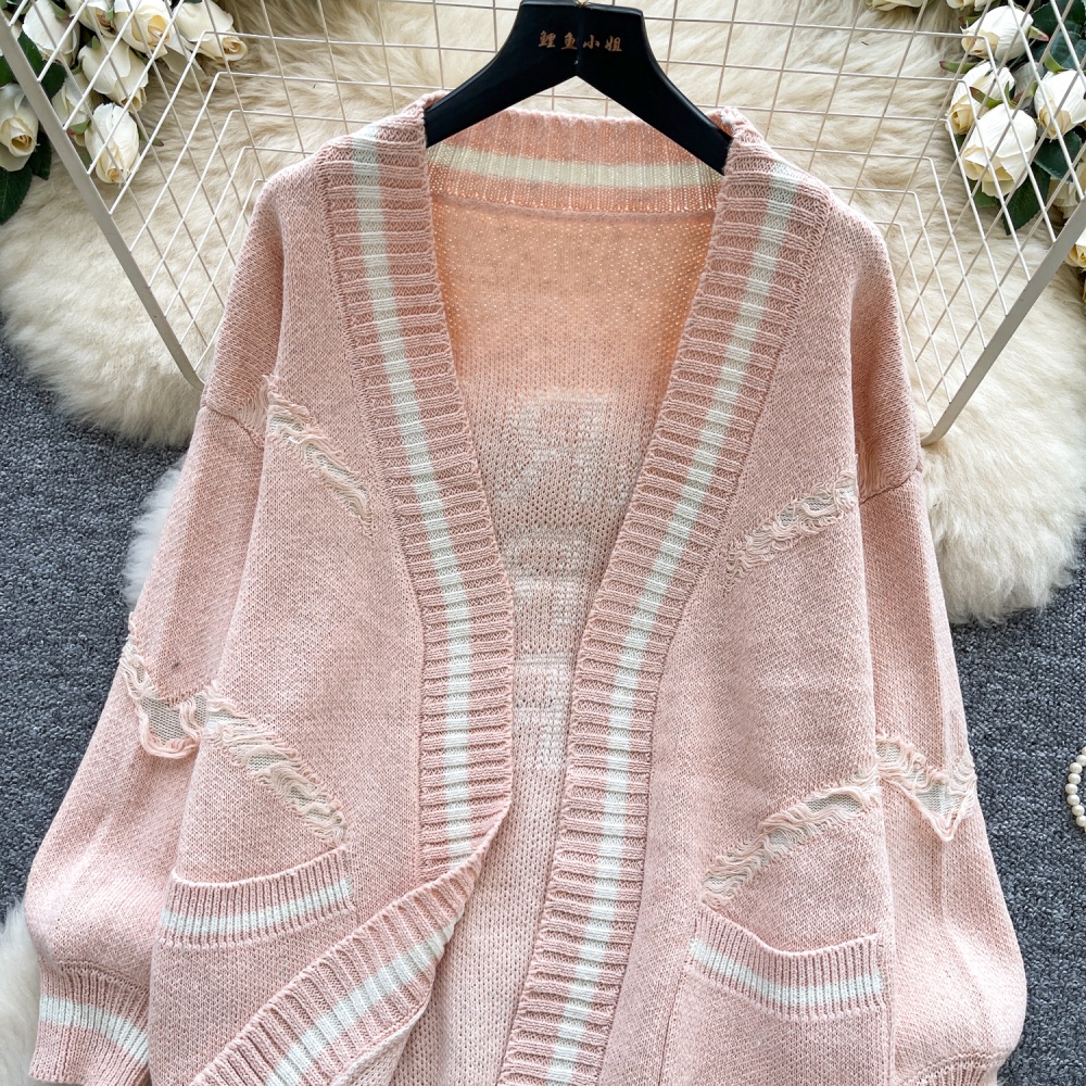 Knitted outside the ride cardigan Korean style loose coat