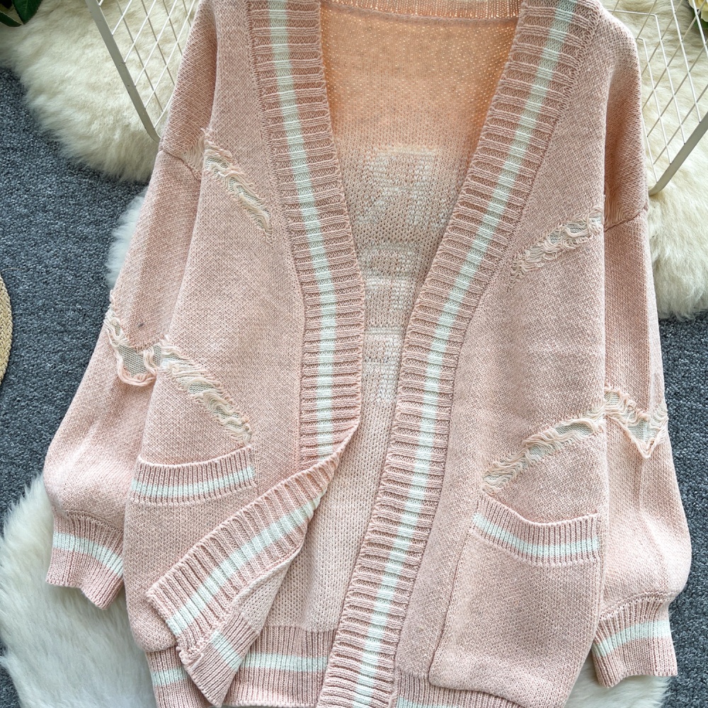 Knitted outside the ride cardigan Korean style loose coat