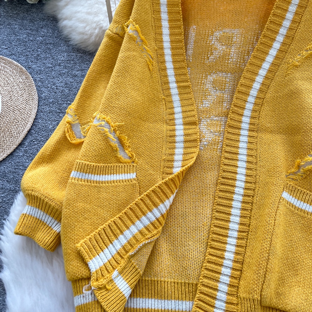 Knitted outside the ride cardigan Korean style loose coat