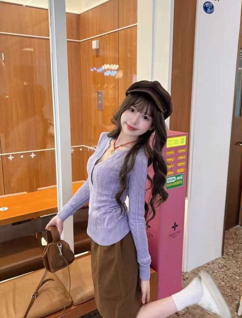 Bottoming long sleeve tops short sweater for women