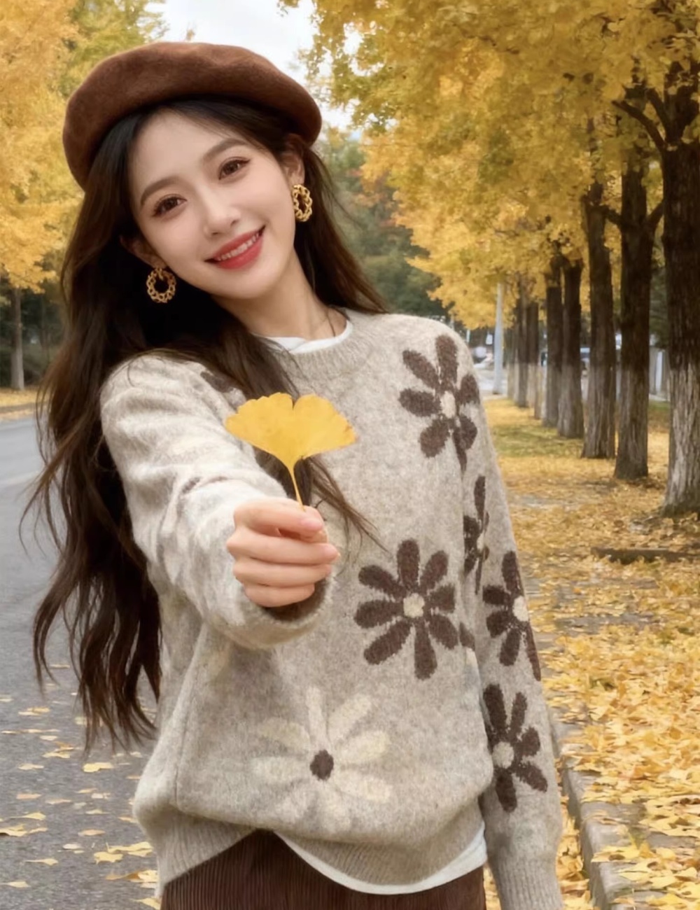 Winter autumn sweater gray tops