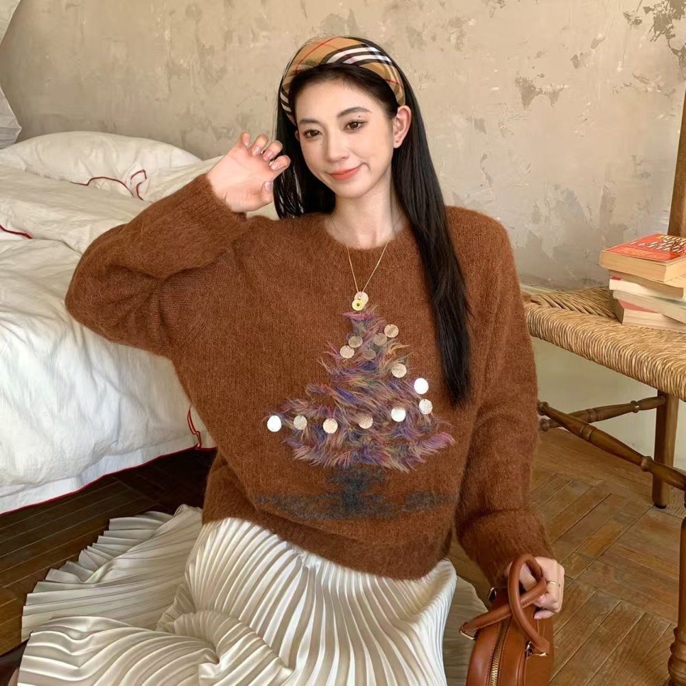 Winter sequins inside the ride sweater