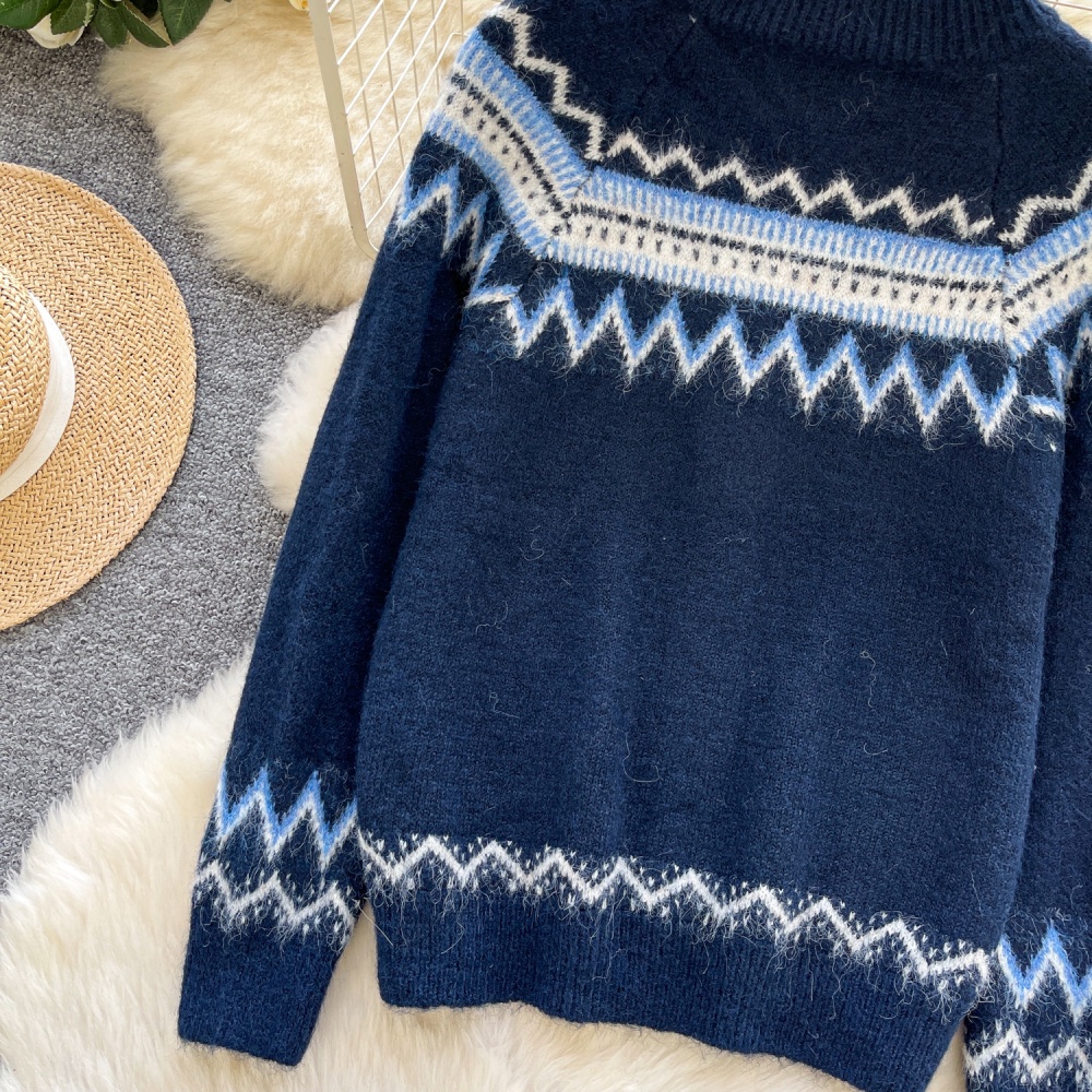 Autumn and winter knitted cardigan round neck sweater