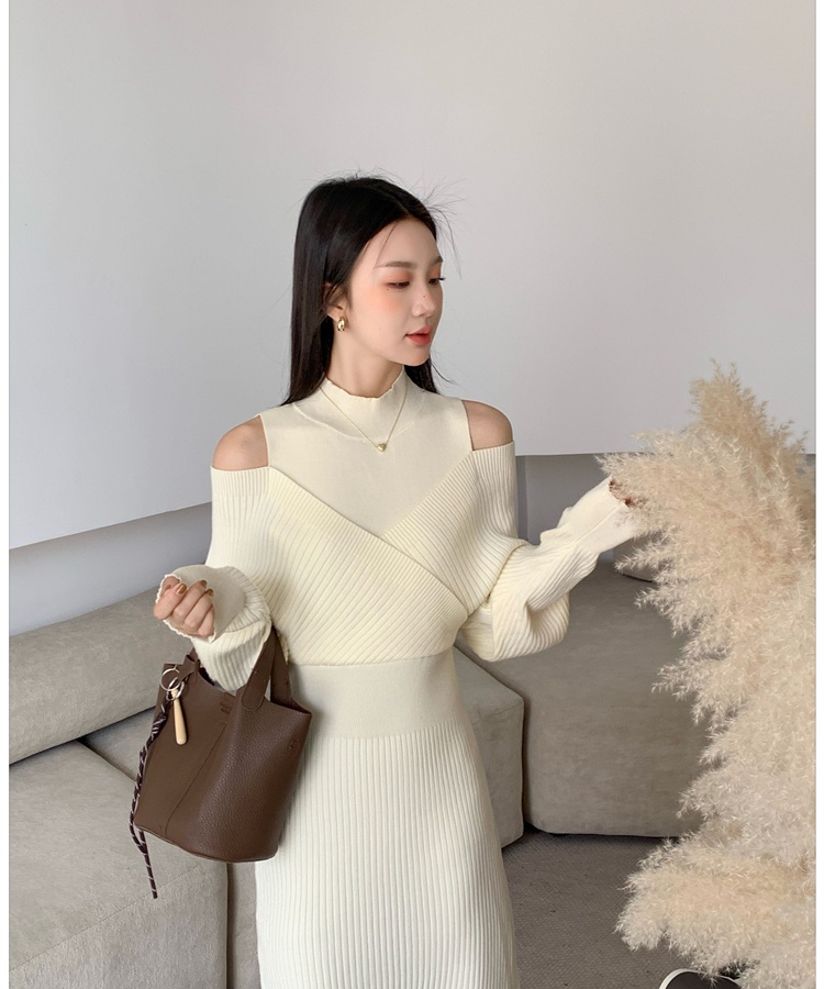 Strapless dress knitted long dress for women