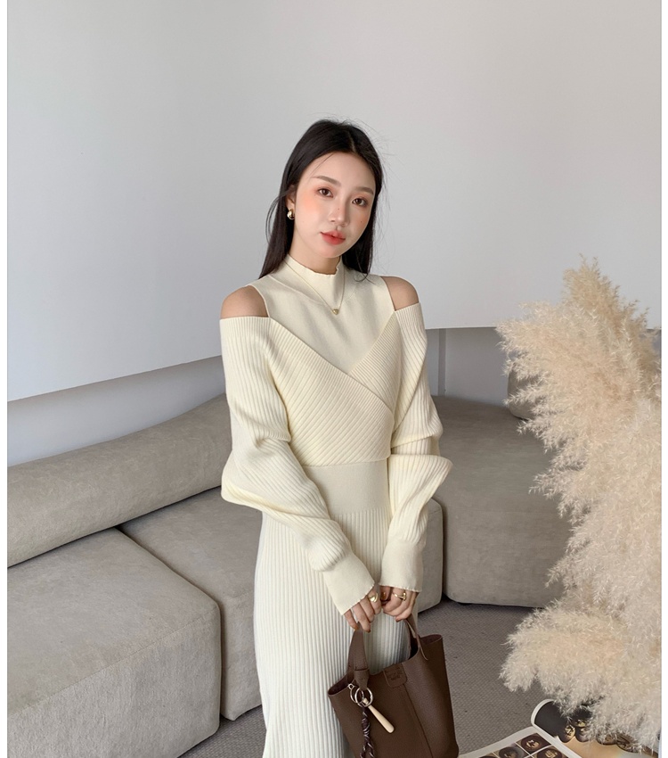 Strapless dress knitted long dress for women