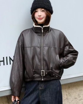 Thick locomotive coat short jacket for women