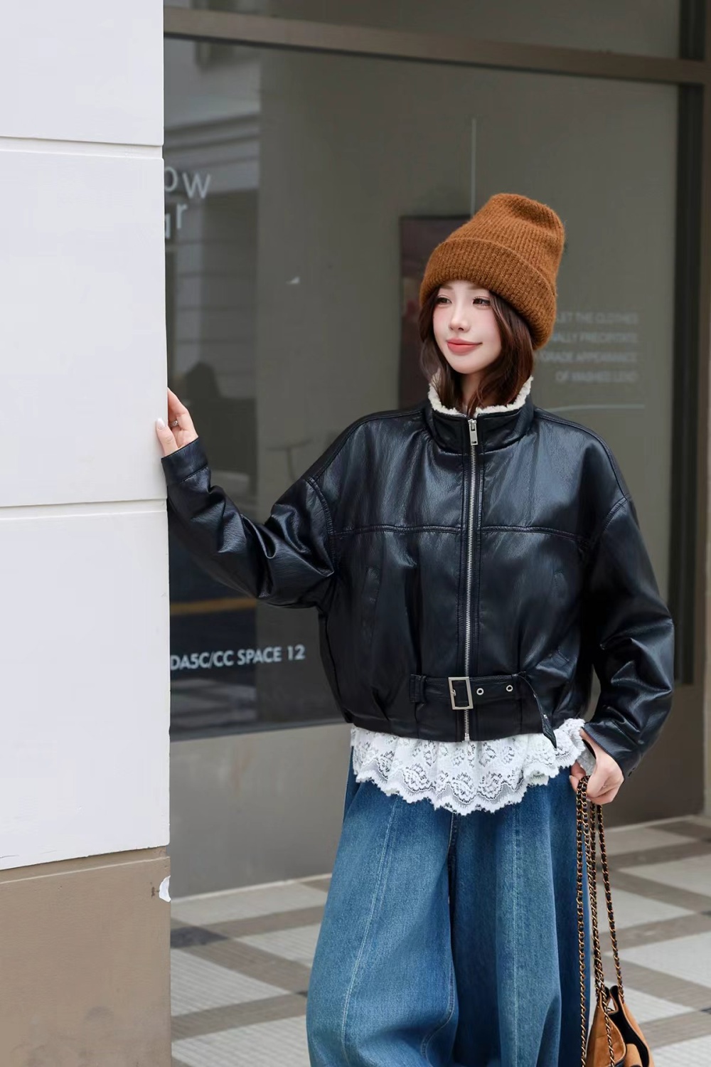 Thick locomotive coat short jacket for women