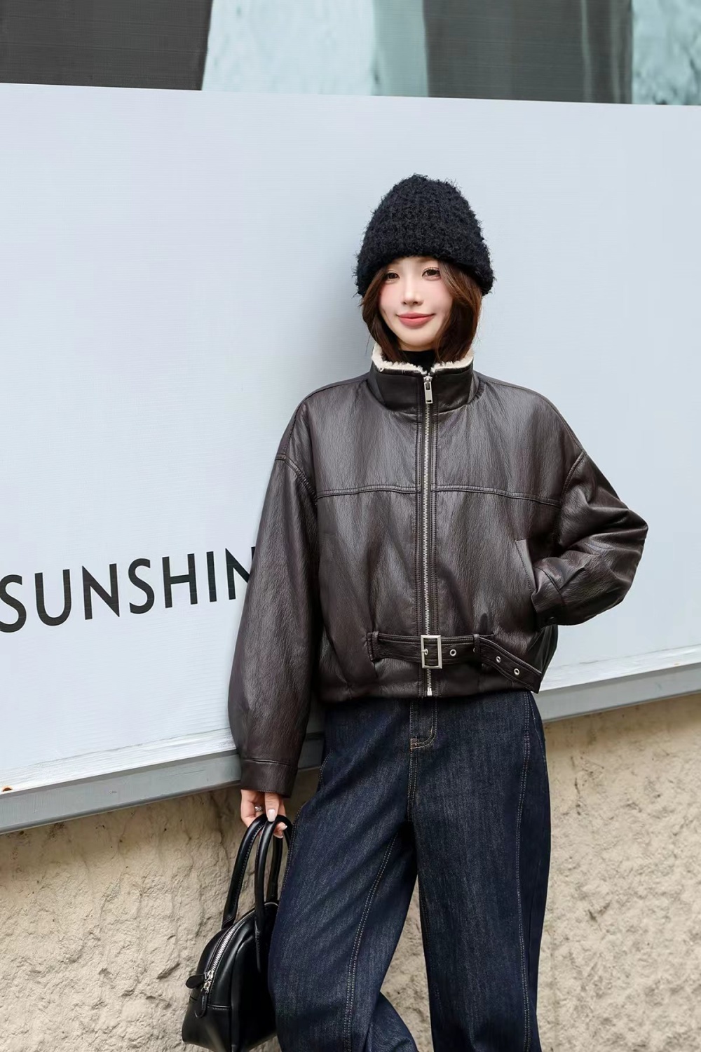 Thick locomotive coat short jacket for women