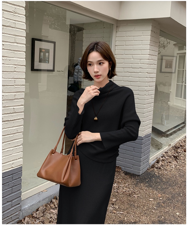 Pinched waist tops high waist skirt a set