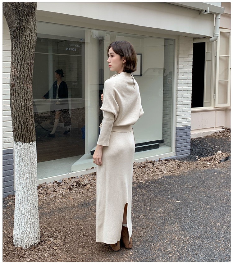 Pinched waist tops high waist skirt a set