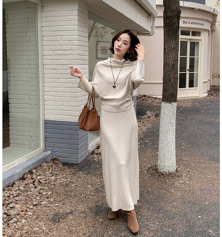 Pinched waist tops high waist skirt a set