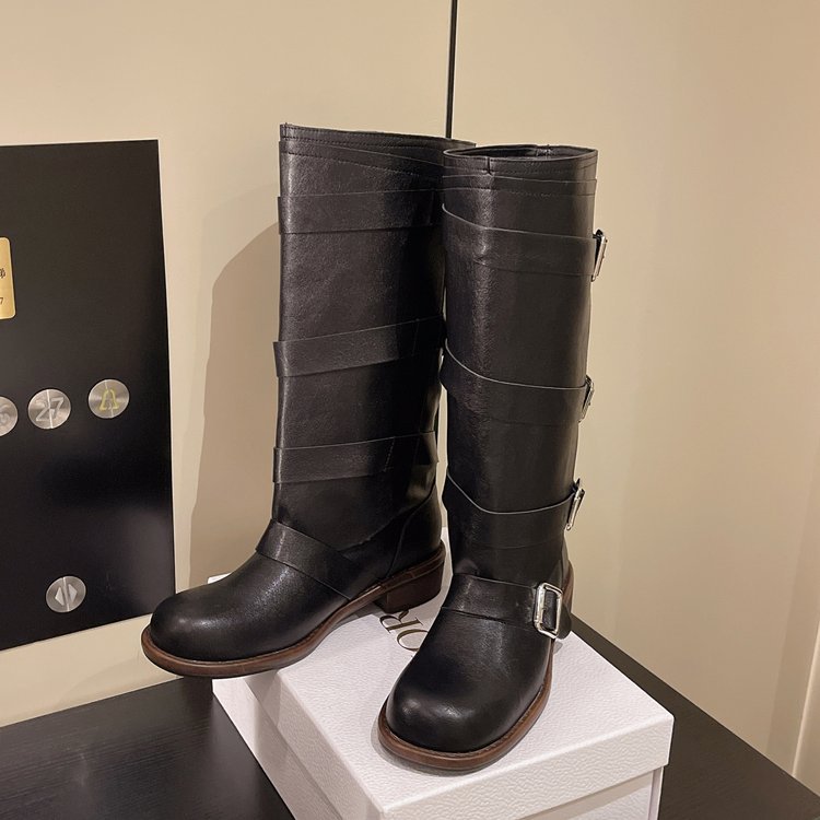 Square head fashion thigh boots lady France style boots