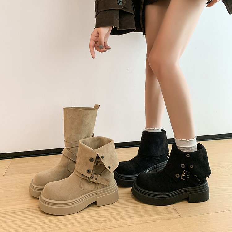 Casual short boots belt buckle martin boots for women