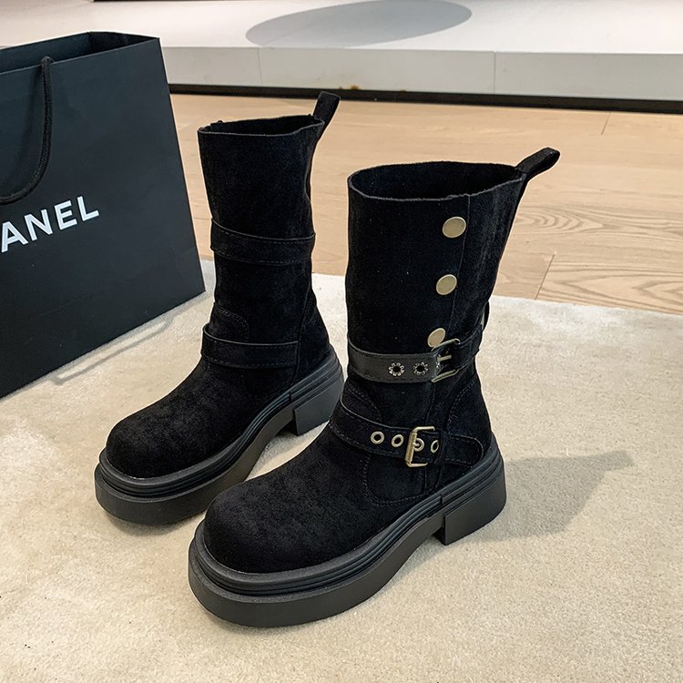 Casual short boots belt buckle martin boots for women