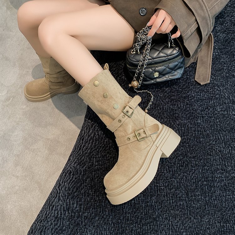 Casual short boots belt buckle martin boots for women