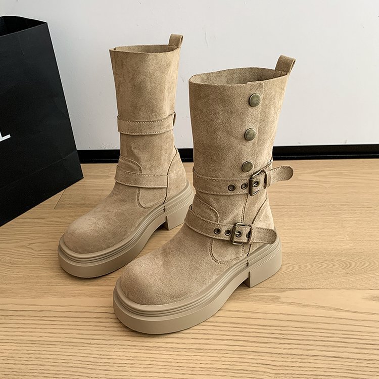 Casual short boots belt buckle martin boots for women