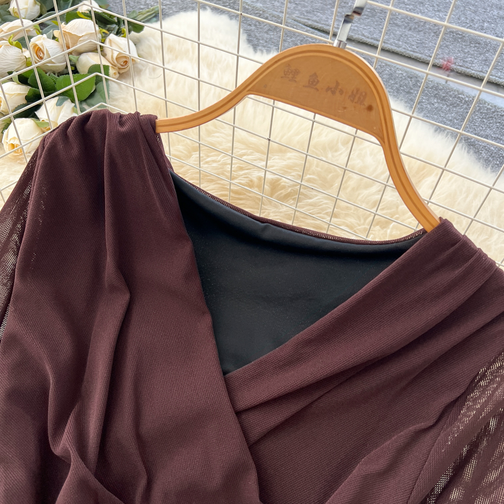 Package hip autumn long dress split cross dress