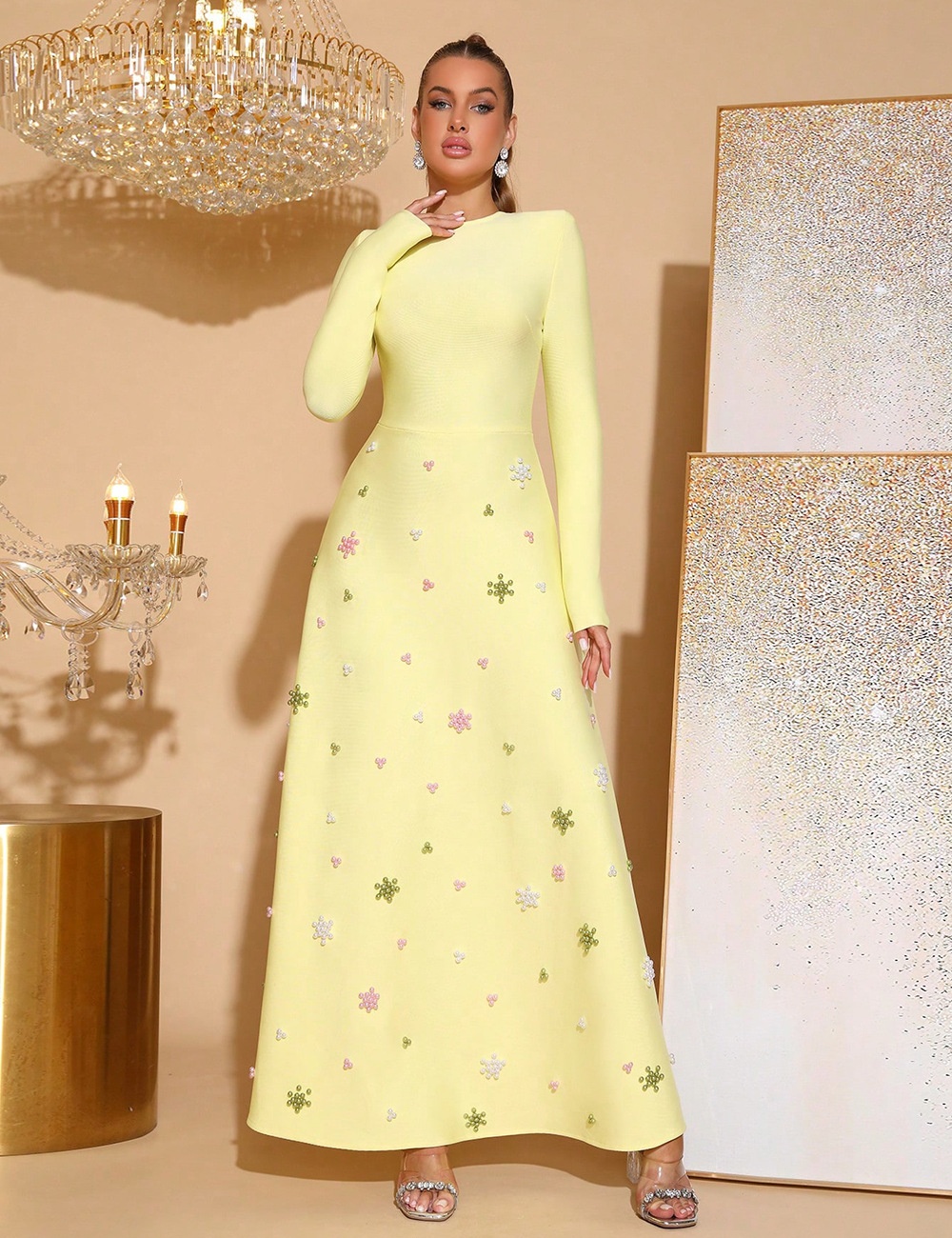 Elegant dress beading long dress for women