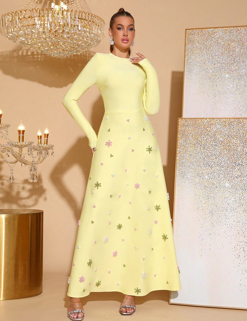 Elegant dress beading long dress for women