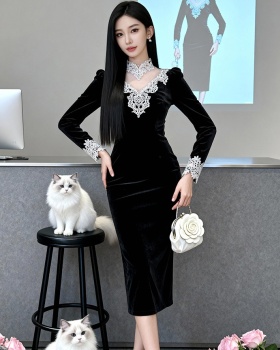 France style ladies dress splice formal dress for women