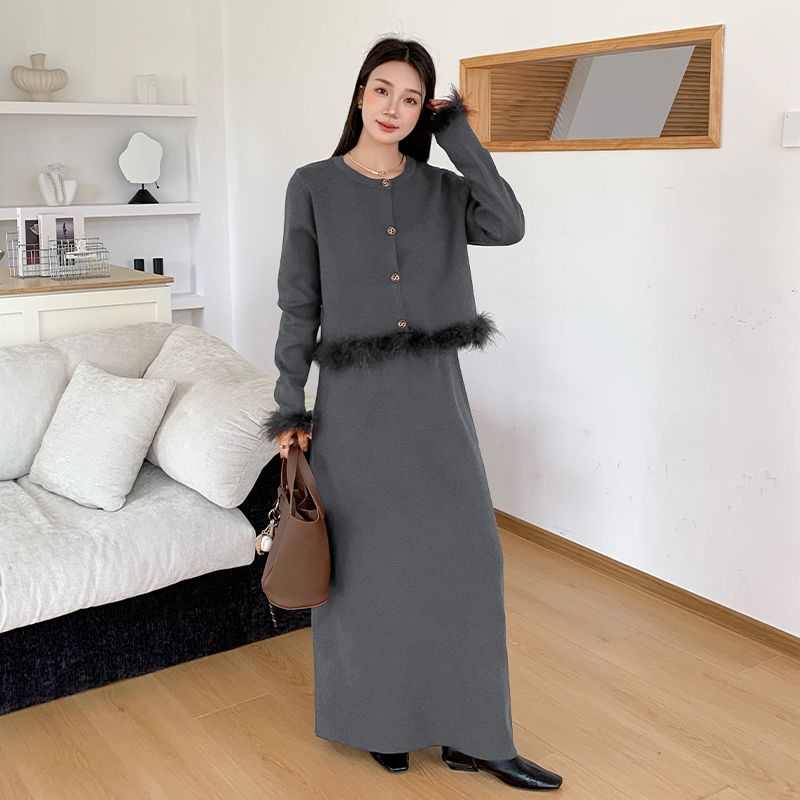 France style elmo sweater chanelstyle skirt 2pcs set