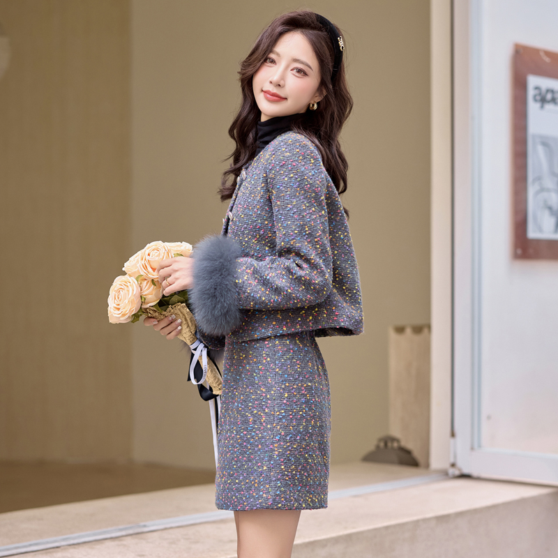 Ladies temperament skirt chanelstyle short skirt a set