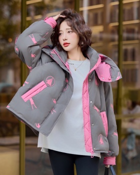 Winter mixed colors zip duck down splice down coat