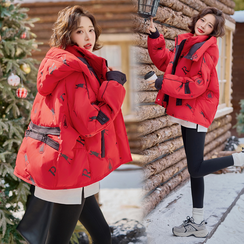 Winter mixed colors zip duck down splice down coat