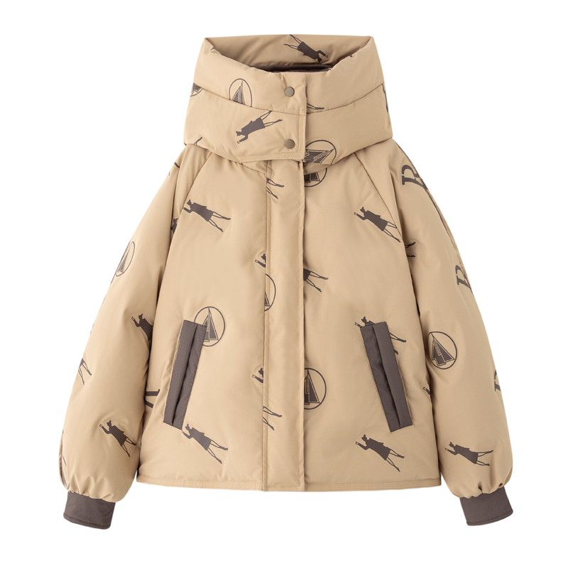 Winter mixed colors zip duck down splice down coat