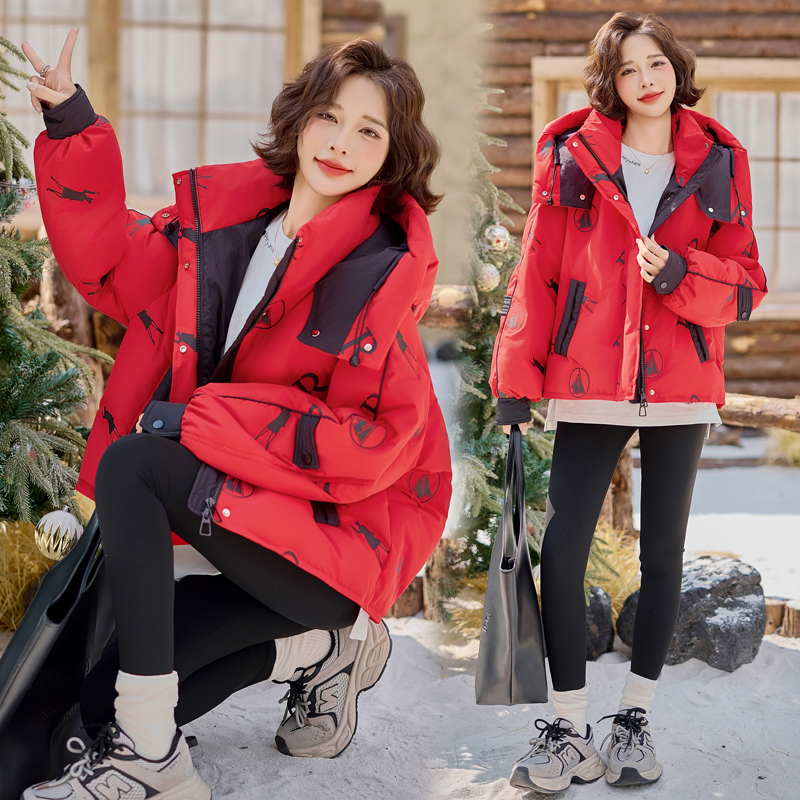 Winter mixed colors zip duck down splice down coat