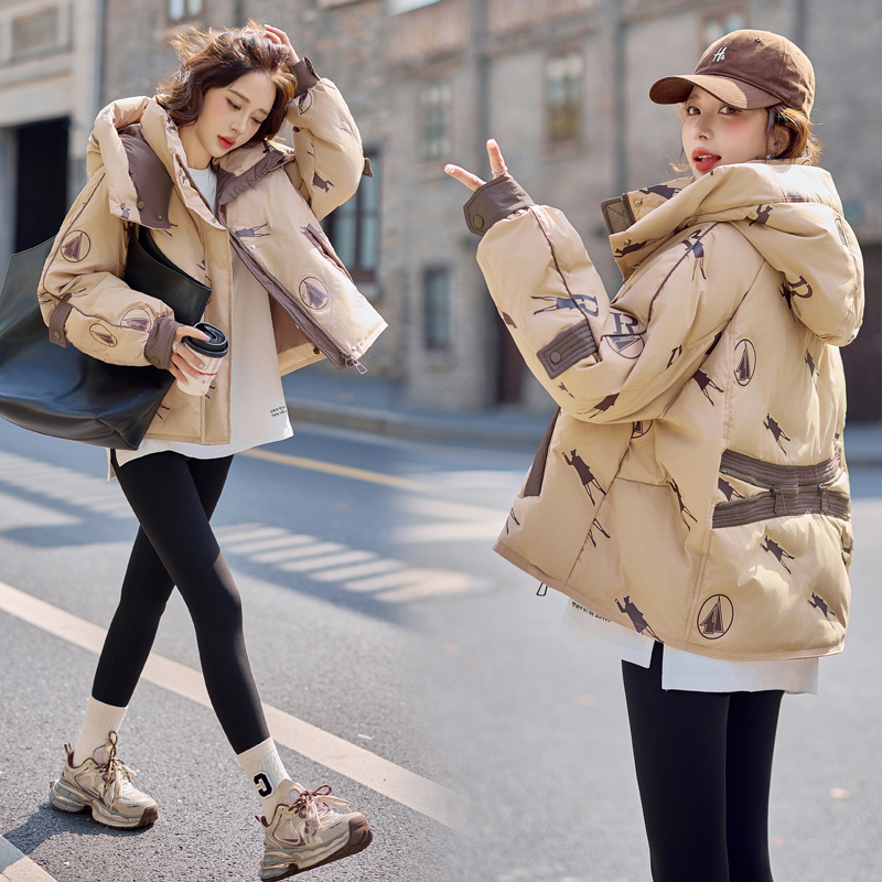 Winter mixed colors zip duck down splice down coat