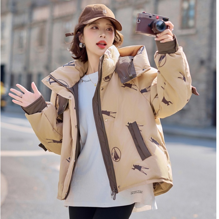 Winter mixed colors zip duck down splice down coat