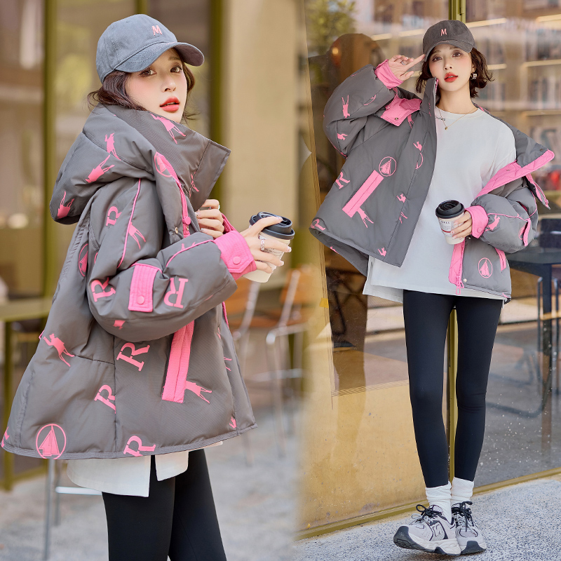 Winter mixed colors zip duck down splice down coat