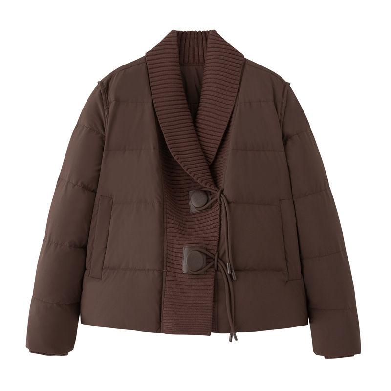 Short knitted chanelstyle coat pink splice down coat for women