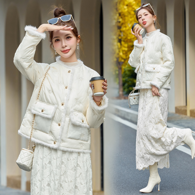 Embroidery mink hair winter duck down Chinese style down coat