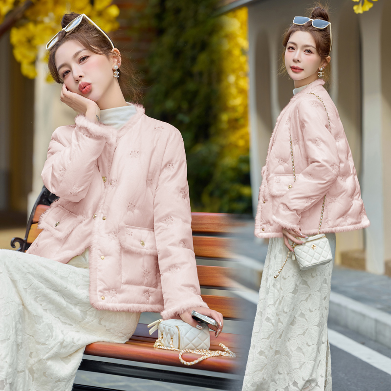 Embroidery mink hair winter duck down Chinese style down coat