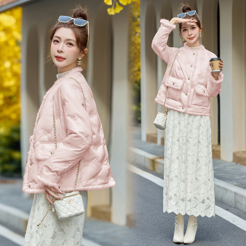 Embroidery mink hair winter duck down Chinese style down coat