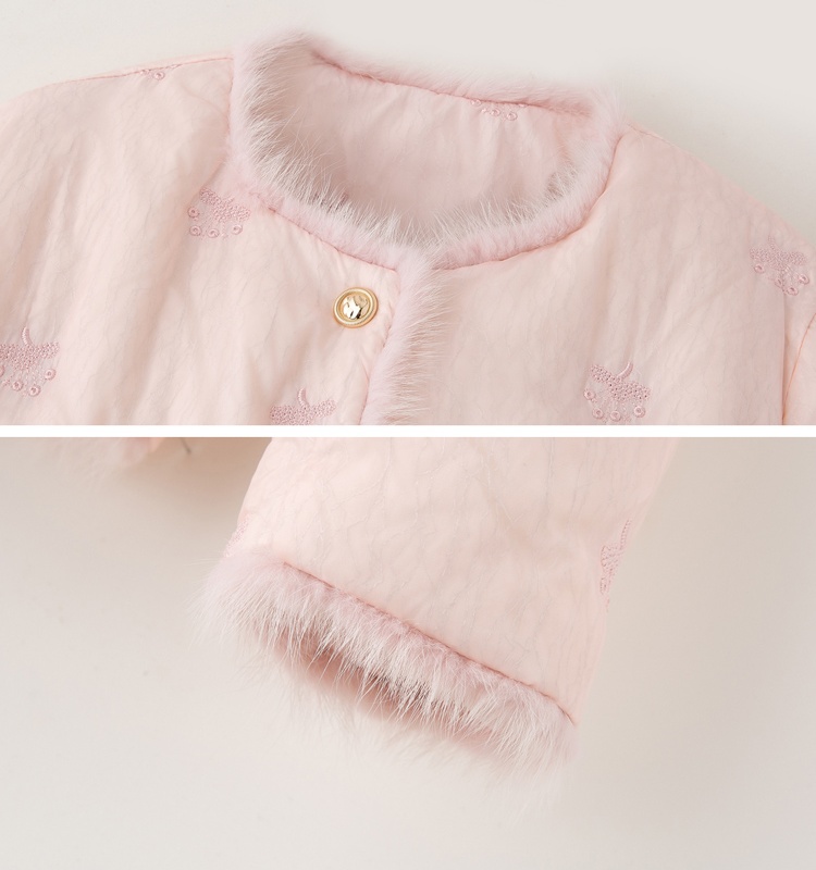 Embroidery mink hair winter duck down Chinese style down coat