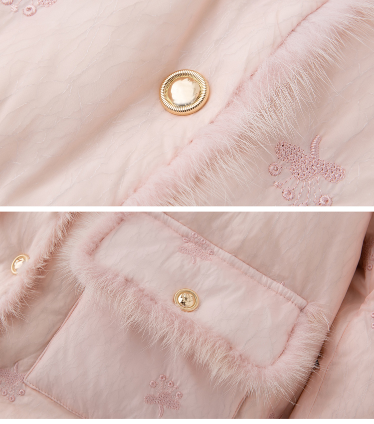 Embroidery mink hair winter duck down Chinese style down coat