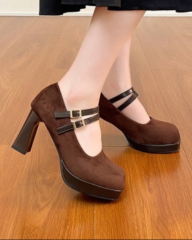 Fashion square head shoes France style lady high-heeled shoes