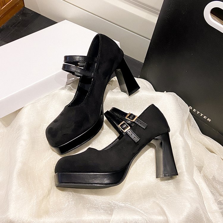 Fashion square head shoes France style lady high-heeled shoes
