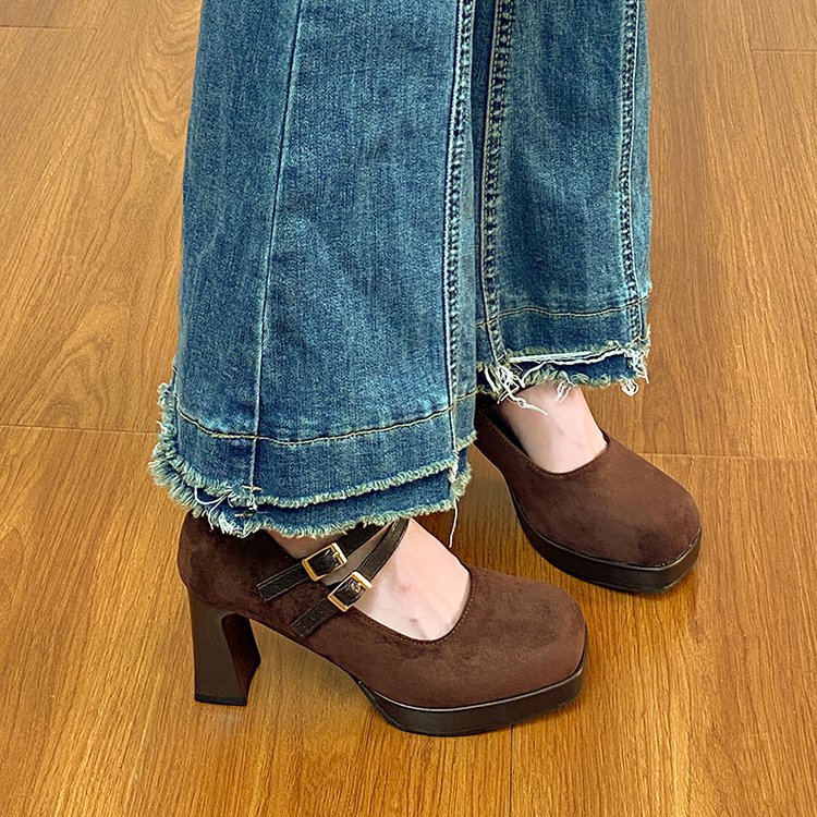 Fashion square head shoes France style lady high-heeled shoes