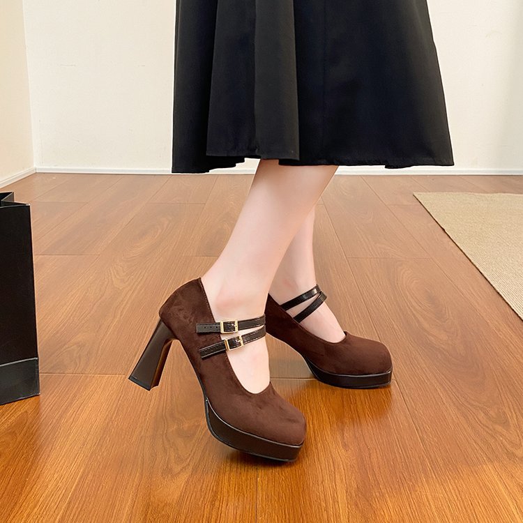 Fashion square head shoes France style lady high-heeled shoes