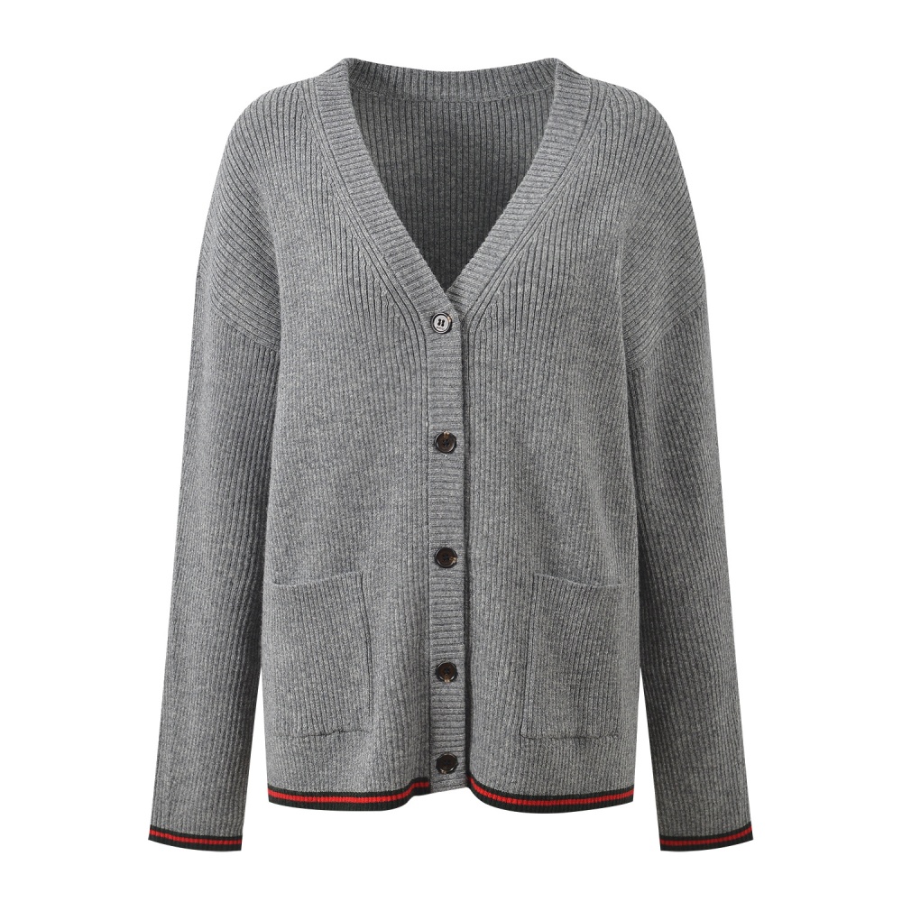 Fashion V-neck wide leg pants loose cardigan a set