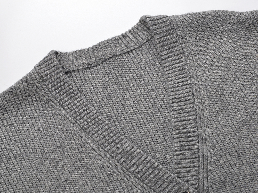 Fashion V-neck wide leg pants loose cardigan a set