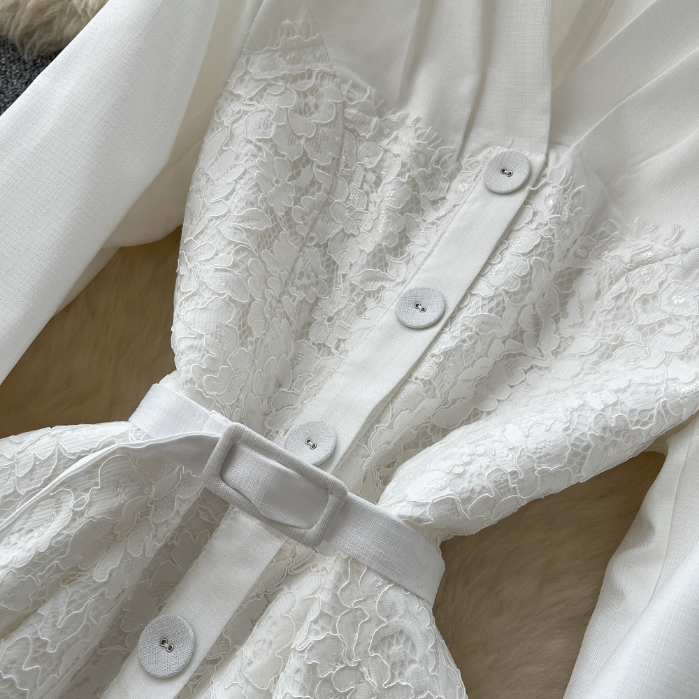 Temperament autumn dress bandage pinched waist long dress