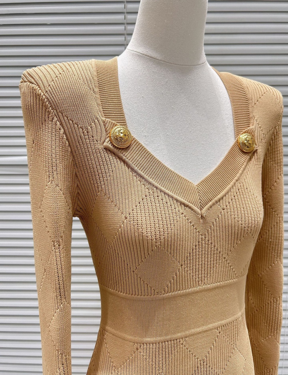 Chanelstyle ladies metal buckles quilted dress