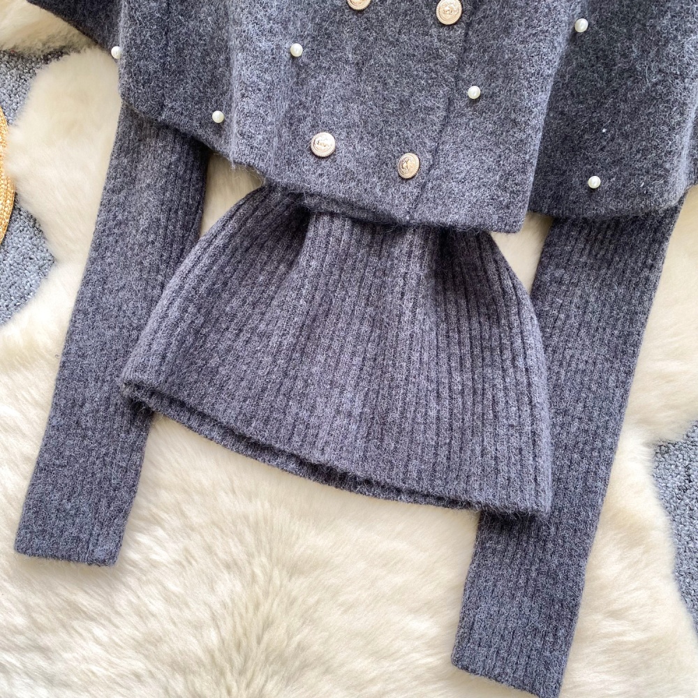 Double-breasted slim shawl beading cloak