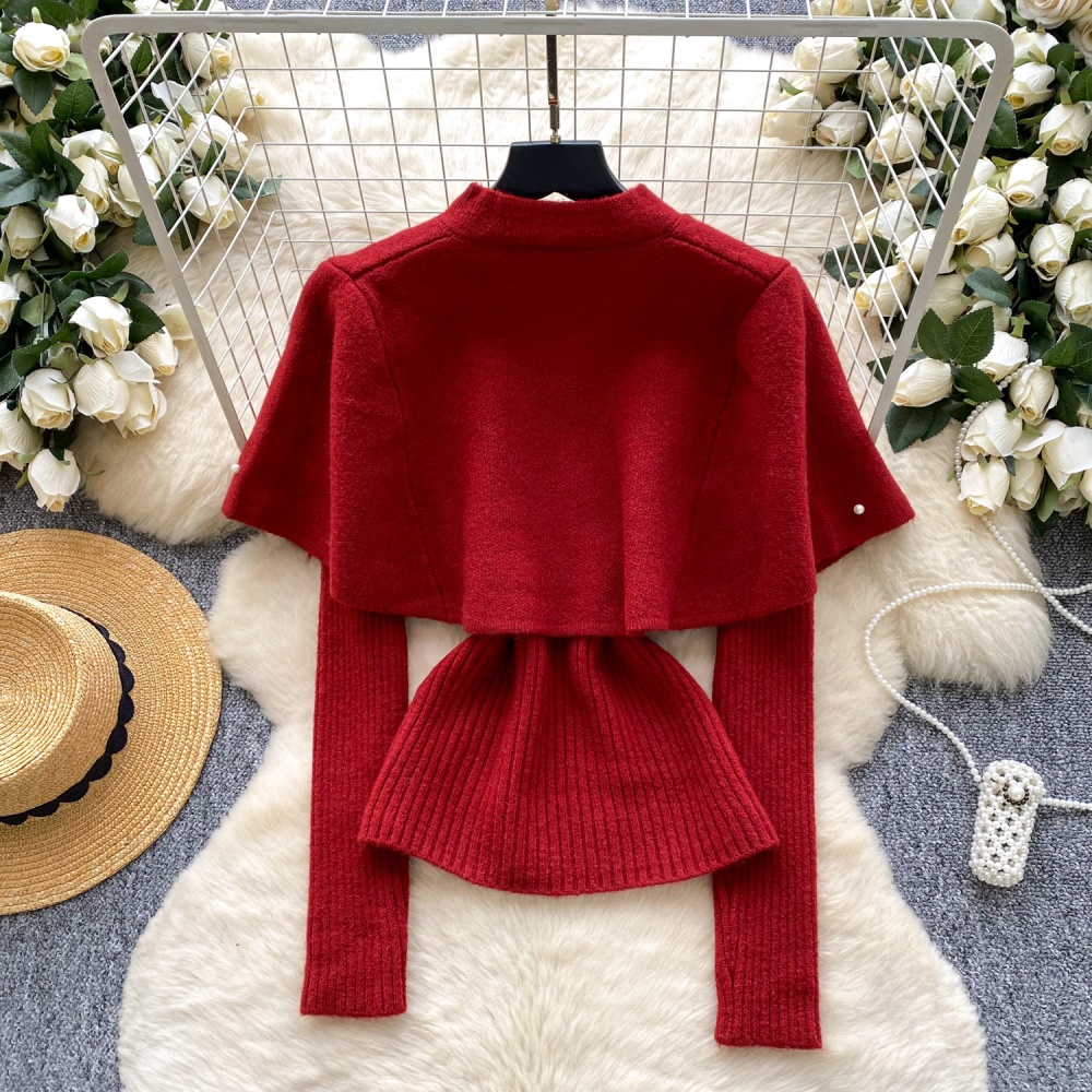 Double-breasted slim shawl beading cloak