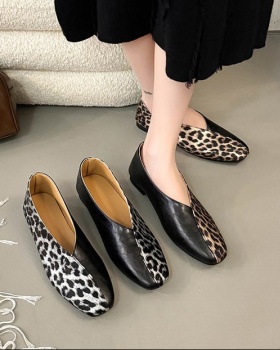 Lady square head peas shoes spring and autumn shoes